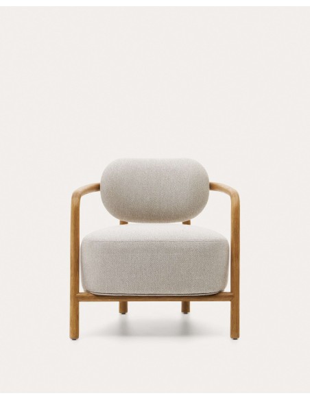 Butaca Melqui beige, roble acabado natural - Kave Home; S0900039JJ12