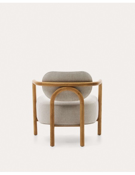 Butaca Melqui beige, roble acabado natural - Kave Home; S0900039JJ12