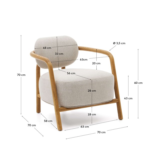 Butaca Melqui beige, roble acabado natural - Kave Home; S0900039JJ12 Butaca Melqui beige, roble acabado natural - Kave Home; S0900039JJ12