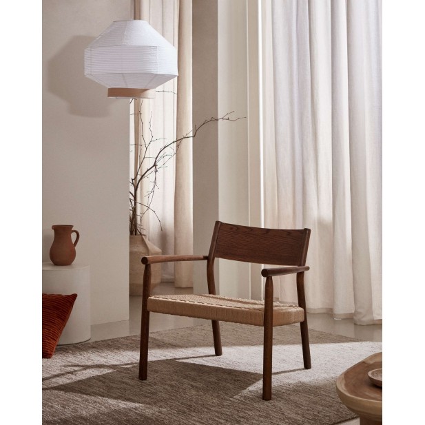 Butaca Yalia, roble nogal / cuerda papel FSC - Kave Home; S0900045CP46 Butaca Yalia, roble nogal / cuerda papel FSC - Kave Home; S0900045CP46