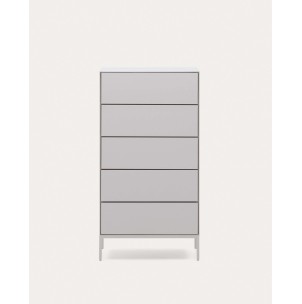 Cómoda Vedrana 5 cajones DM lacado blanco 60 x 114 cm - Kave Home; M0400021LL05 - Vackart, productos de diseño