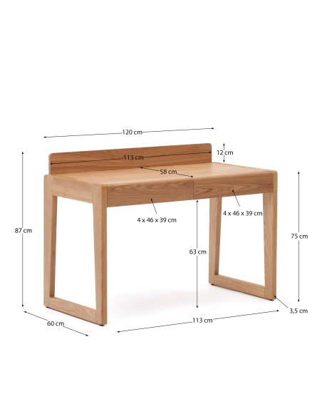 Escritorio Arandu, madera fresno 120 x 60 cm - Kave Home; T0400002MM46