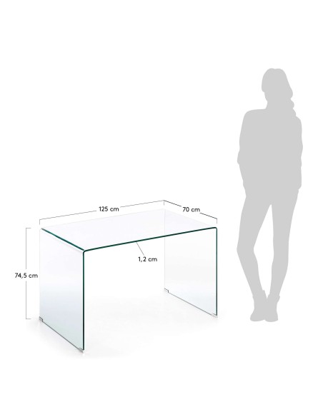 Escritorio Burano de cristal 125 x 70 cm - Kave Home; C535C07