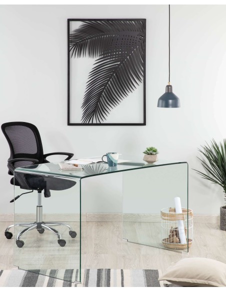 Escritorio Burano de cristal 125 x 70 cm - Kave Home; C535C07