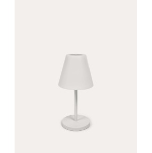 Lámpara de mesa de exterior Amaray de acero con acabado blanco - Kave Home; LH0438R05 - Vackart, productos de diseño