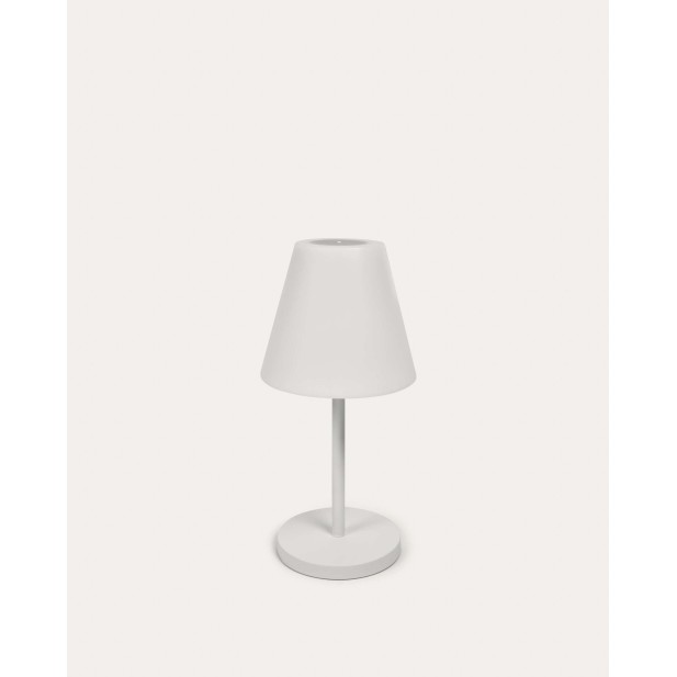 Lámpara de mesa exterior Amaray, acero blanco - Kave Home; LH0438R05