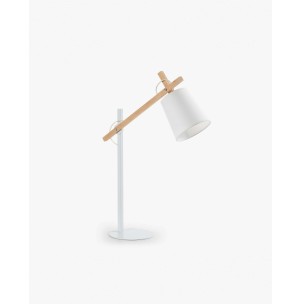 Lámpara de mesa Kosta de acero y madera maciza de haya - Kave Home; A805R05 - Vackart, productos de diseño