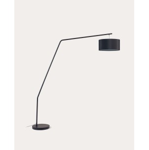 Lámpara de pie Ciana de metal con acabado negro y pantalla de algodón - Kave Home; AA8917R01 - Vackart, productos de diseño