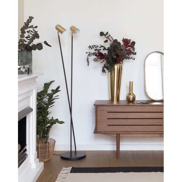 Lámpara de pie Clemence, metal negro / dorado - Kave Home; AA8931R53 Lámpara de pie Clemence, metal negro / dorado - Kave Home; AA8931R53