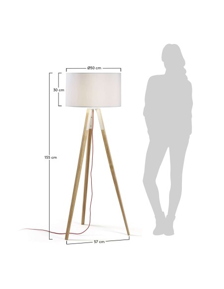 Lámpara de pie Iguazu de madera maciza de pino - Kave Home