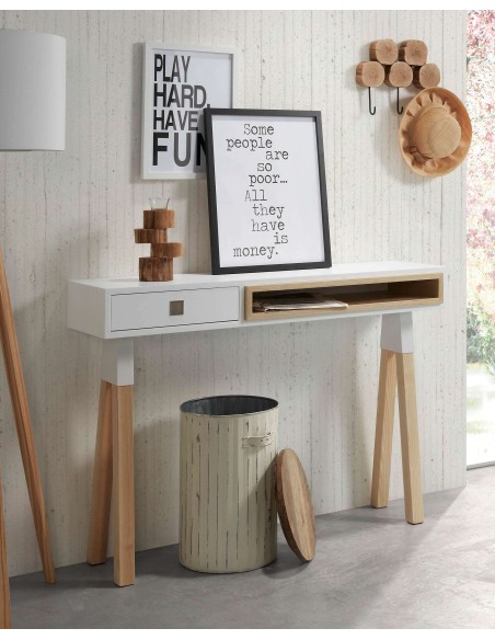 Lámpara de pie Iguazu de madera maciza de pino - Kave Home