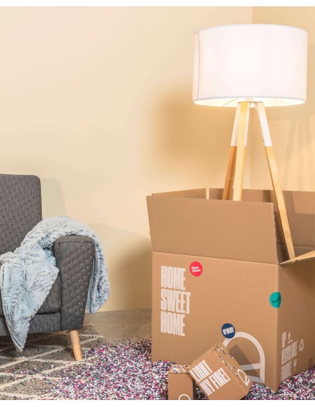 Lámpara de pie Iguazu de madera maciza de pino - Kave Home