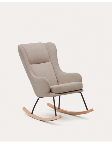 Mecedora Maustin, chenilla beige, acero, madera Kave Home S0900016JJ11