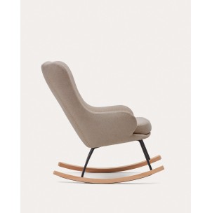 Mecedora Maustin, chenilla beige, acero, madera Kave Home S0900016JJ11 2