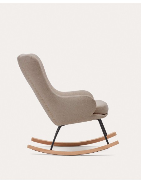 Mecedora Maustin, chenilla beige, acero, madera Kave Home S0900016JJ11