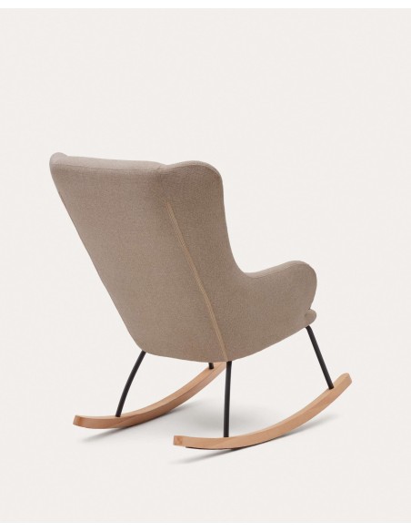 Mecedora Maustin, chenilla beige, acero, madera Kave Home S0900016JJ11