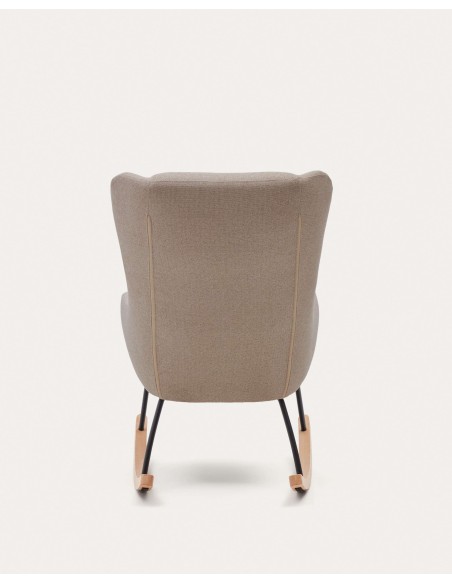 Mecedora Maustin, chenilla beige, acero, madera Kave Home S0900016JJ11