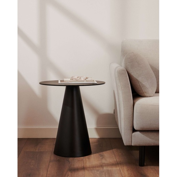 Mesa auxiliar Wilshire, cristal y metal Ø50 cm - Kave Home; T0500003