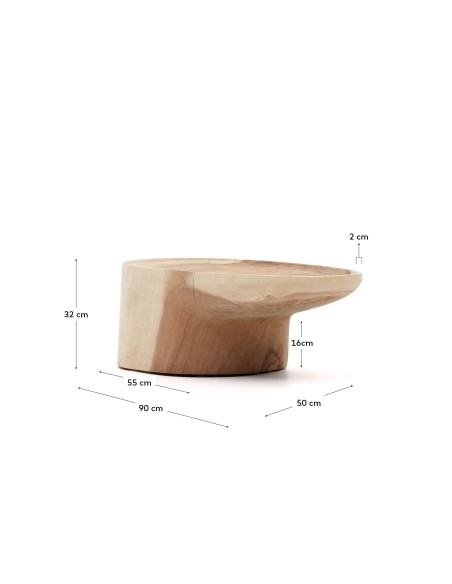 Mesa centro con pie Mosi, madera Ø90 x 50 cm - Kave Home; T0600026MM46