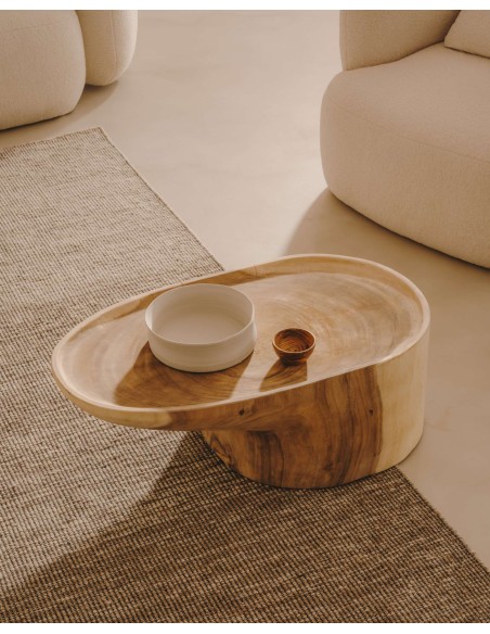 Mesa centro con pie Mosi, madera Ø90 x 50 cm - Kave Home; T0600026MM46