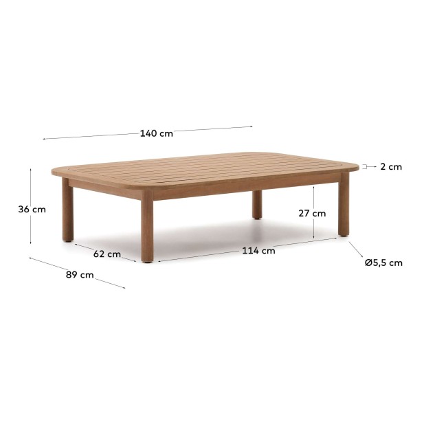 Mesa centro exterior Sacova, eucalipto 140x89 cm Kave Home J0300043MM46