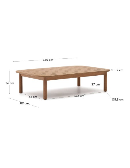 Mesa centro exterior Sacova, eucalipto 140x89 cm Kave Home J0300043MM46