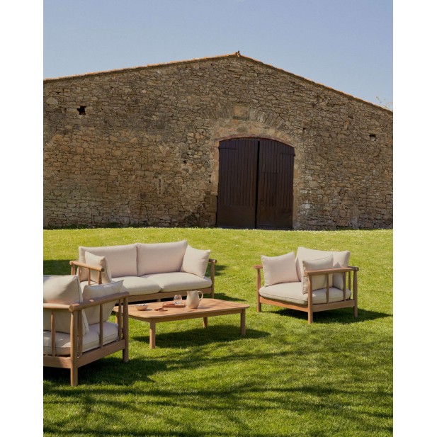 Mesa centro exterior Sacova, eucalipto 140x89 cm Kave Home J0300043MM46