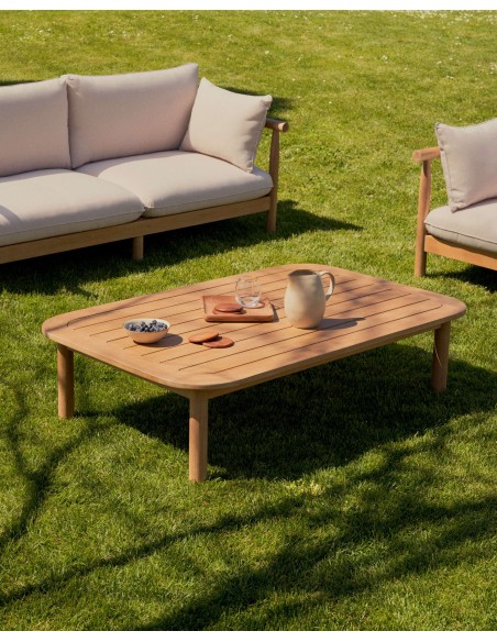 Mesa centro exterior Sacova, eucalipto 140x89 cm Kave Home J0300043MM46