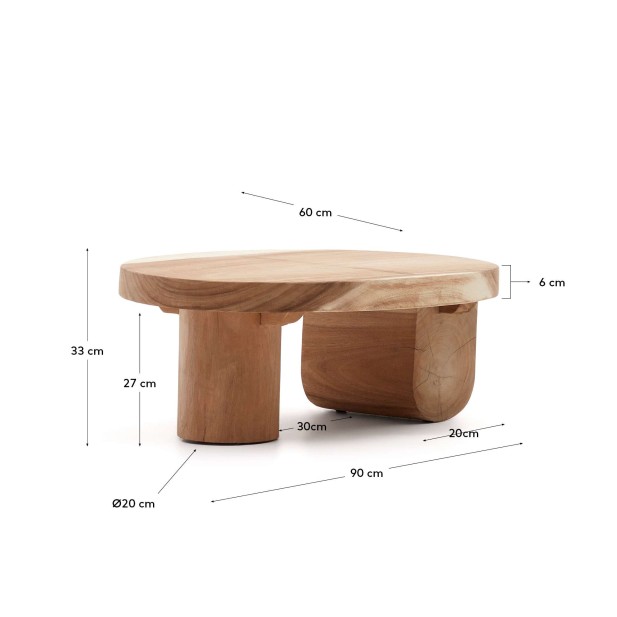Mesa de centro Mosi, madera mungur Ø90x60 cm - Kave Home; T0600025MM46 Mesa de centro Mosi, madera mungur Ø90x60 cm - Kave Home; T0600025MM46