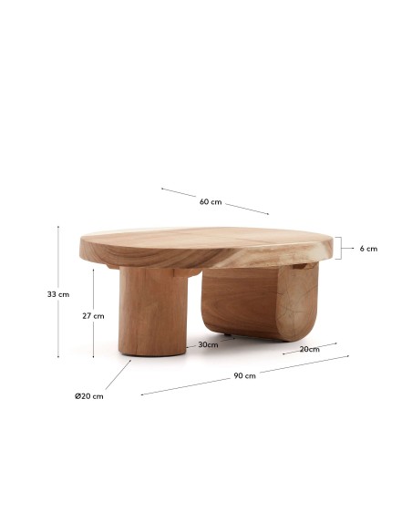Mesa de centro Mosi, madera mungur Ø90x60 cm - Kave Home; T0600025MM46