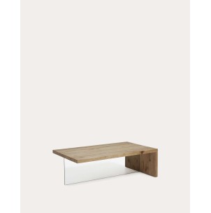 Mesa de centro Tulsi madera maciza de roble y cristal 120 x 70 cm - Kave Home; C948M40 - Vackart, productos de diseño