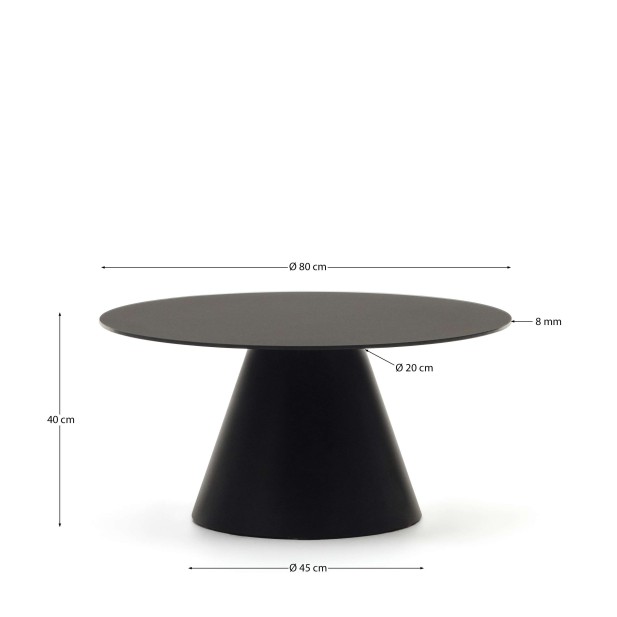 Mesa de centro Wilshire  negro mate Ø 80 cm - Kave Home; T0600003