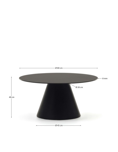 Mesa de centro Wilshire  negro mate Ø 80 cm - Kave Home; T0600003