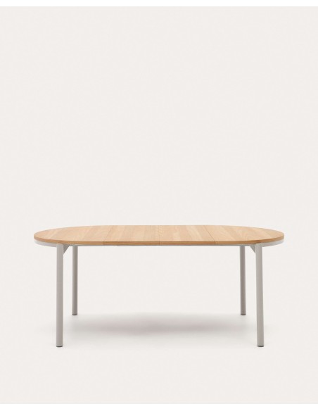 Mesa exten Montuiri, roble / acero Ø120(200) cm Kave Home T0300021MM40