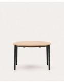 Mesa extensible redonda Montuiri chapa de roble y patas de acero acabado negro Ø 120 (200) cm - Kave Home