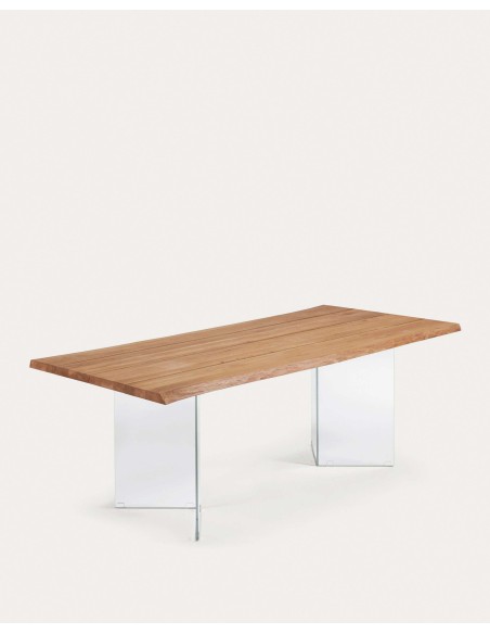 Mesa Lotty, roble natural, cristal 220 x 100 cm - Kave Home; C947M40