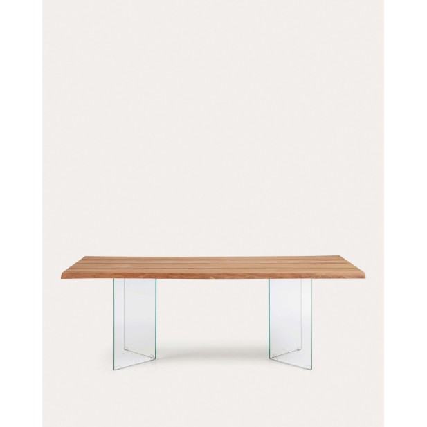 Mesa Lotty, roble natural, cristal 220 x 100 cm - Kave Home; C947M40 Mesa Lotty, roble natural, cristal 220 x 100 cm - Kave Home; C947M40