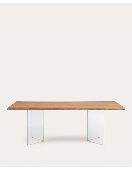 Mesa Lotty, roble natural, cristal 220 x 100 cm - Kave Home; C947M40