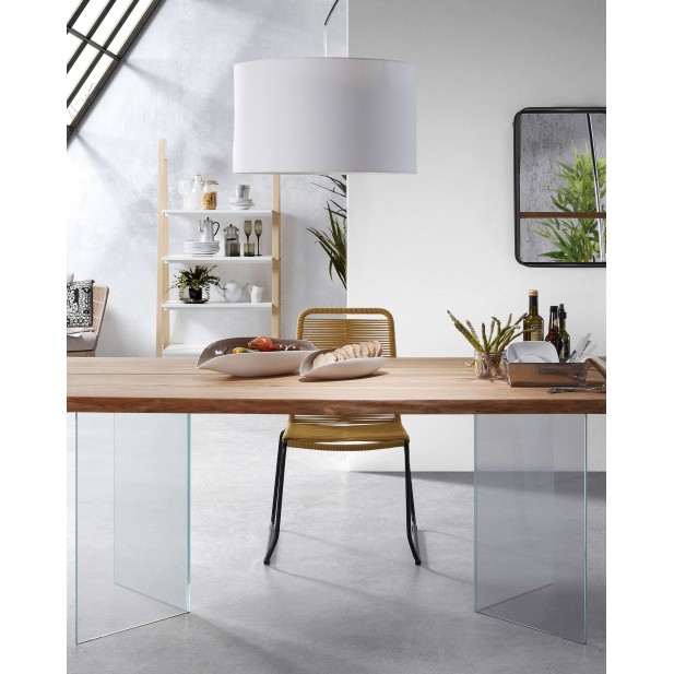 Mesa Lotty, roble natural, cristal 220 x 100 cm - Kave Home; C947M40 Mesa Lotty, roble natural, cristal 220 x 100 cm - Kave Home; C947M40