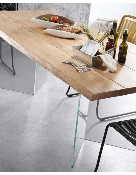 Mesa Lotty, roble natural, cristal 220 x 100 cm - Kave Home; C947M40