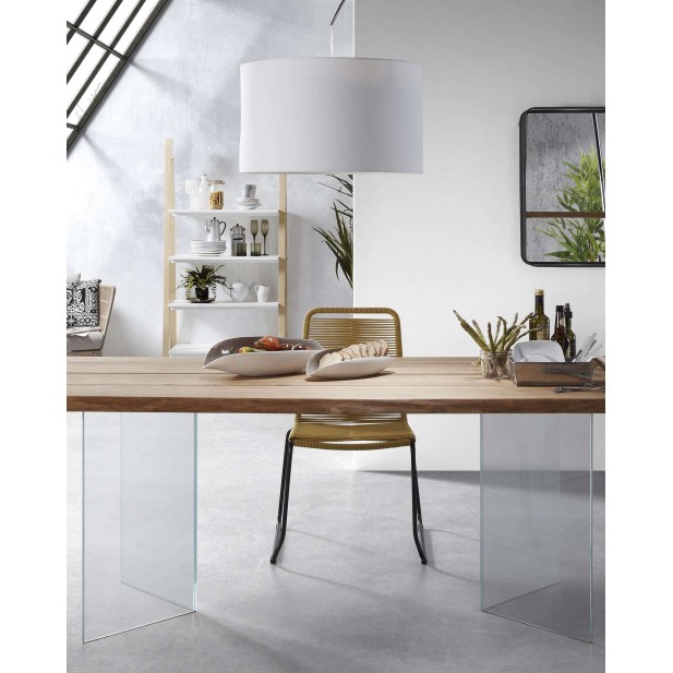 Mesa Lotty, roble natural, cristal 220 x 100 cm - Kave Home; C947M40 Mesa Lotty, roble natural, cristal 220 x 100 cm - Kave Home; C947M40