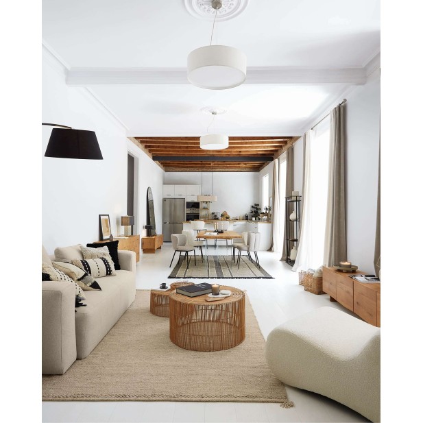 Mesa Lotty, roble natural, cristal 220 x 100 cm - Kave Home; C947M40 Mesa Lotty, roble natural, cristal 220 x 100 cm - Kave Home; C947M40