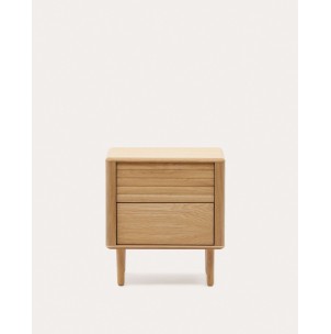 Mesita de noche Lenon 2 cajones de madera y chapa de roble 50 x 55 cm FSC MIX Credit - Kave Home; N1200008MM40 - Vackart, productos de diseño