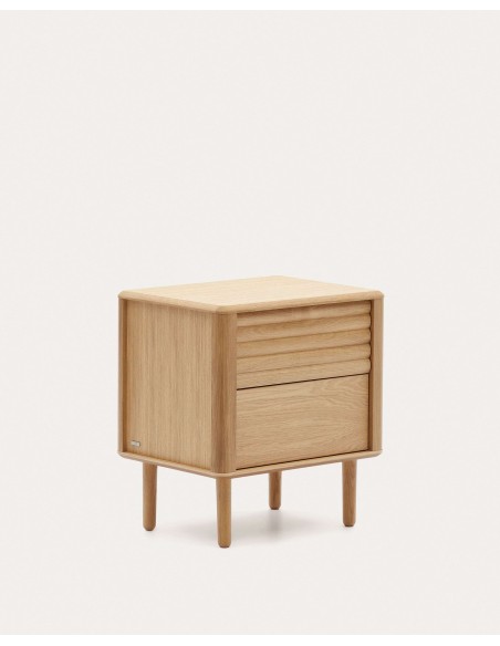 Mesita noche Lenon 2 cajones, roble 50x55 cm - Kave Home; N1200008MM40