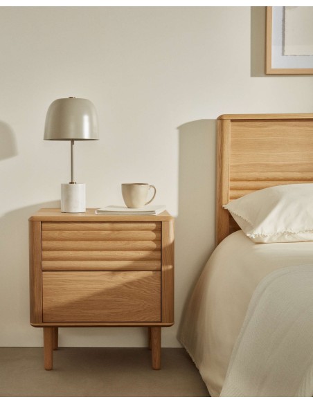 Mesita noche Lenon 2 cajones, roble 50x55 cm - Kave Home; N1200008MM40