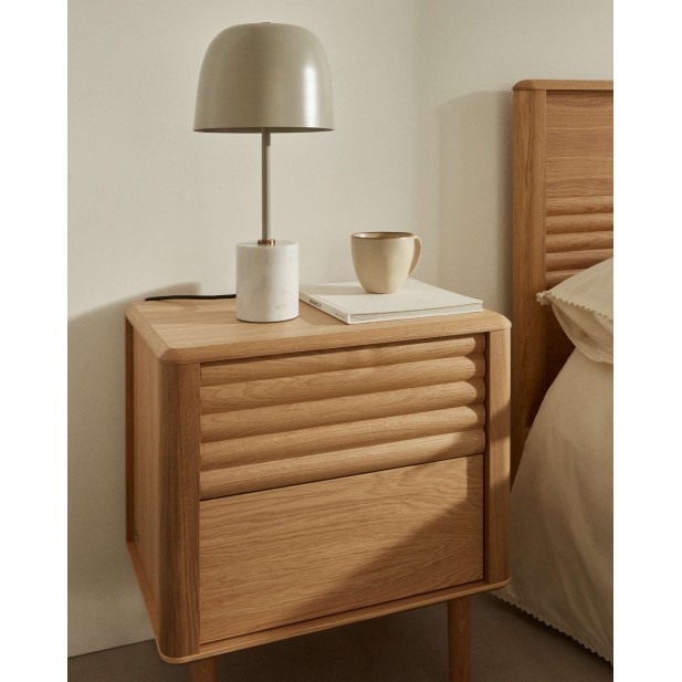 Mesita noche Lenon 2 cajones, roble 50x55 cm - Kave Home; N1200008MM40