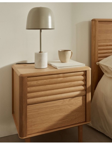Mesita noche Lenon 2 cajones, roble 50x55 cm - Kave Home; N1200008MM40