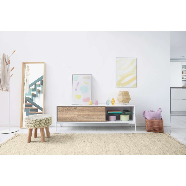 Perchero Nerb acero blanco, madera natural 175 cm - Kave Home; A784E05