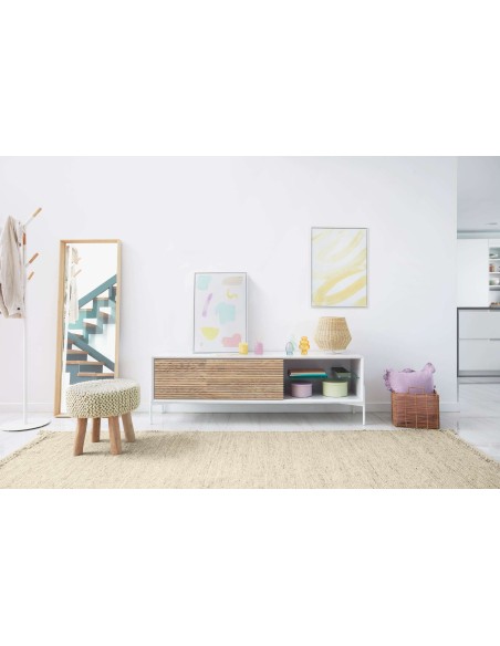 Perchero Nerb acero blanco, madera natural 175 cm - Kave Home; A784E05