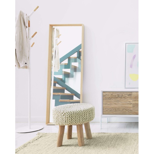 Perchero Nerb acero blanco, madera natural 175 cm - Kave Home; A784E05